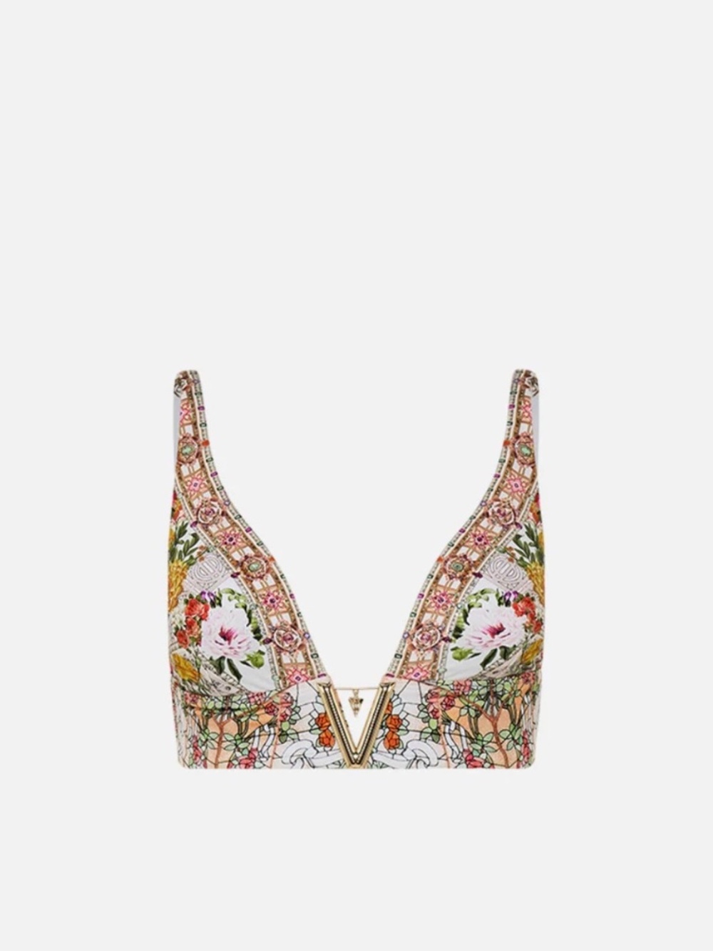 Camilla V-Neck Hardware Bra Bikini Top S / Egyptian Rose